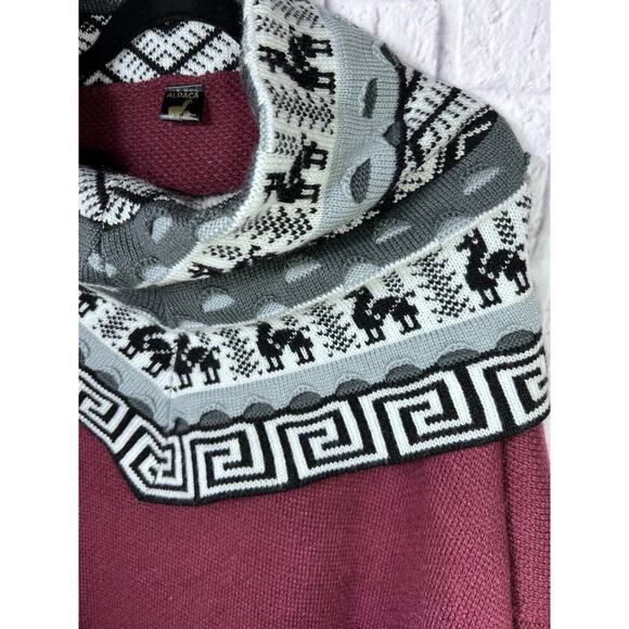 Alpaca Collection Made In Peru Womens Poncho Scarf Cowl Neck Shawl Geometric M/L - Picture 4 of 9